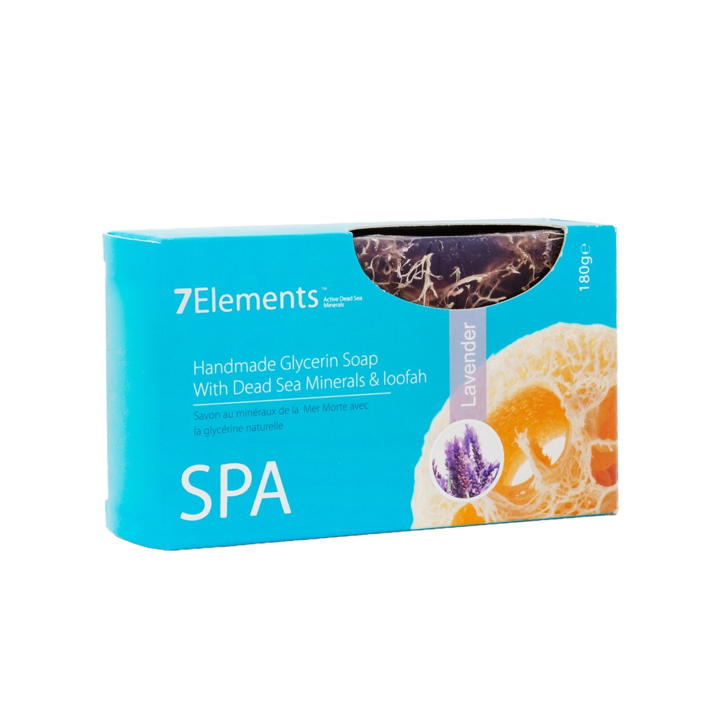 [6253008705710] 7Elements – Handmade Glycerin Soap with Dead Sea Minerals & Loofah (Lavender) – 180g