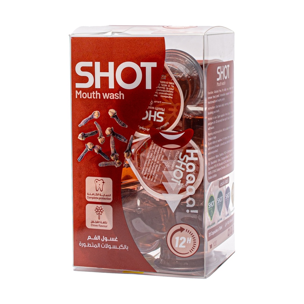 [6974772943299] SHOT Mouth Wash Capsules with Clove Flavor – 20 Capsules, 15 ml Each