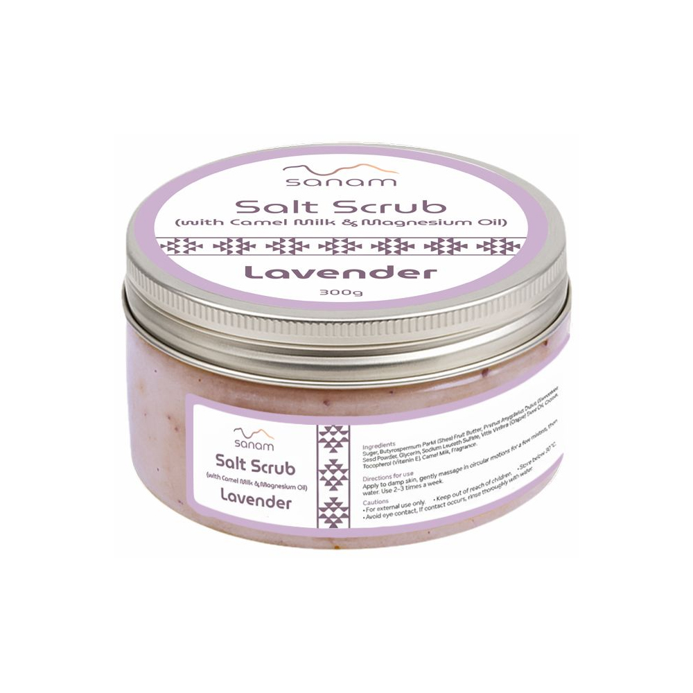 [6286588000173] Sanaam Lavender Salt Scrub with Camel Milk & Magnesium – 300 g