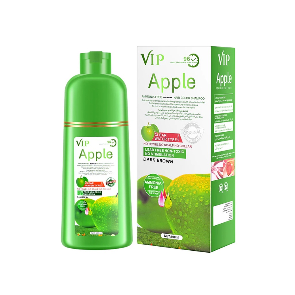[6977303843761] Dark Brown Hair Dye Shampoo – VIP Apple – 400ml
