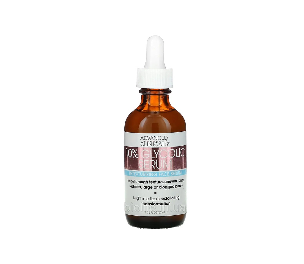 [810400033412] Advanced Clinicals Glycolic Acid 10% Exfoliating Renewal Serum – 52 ml