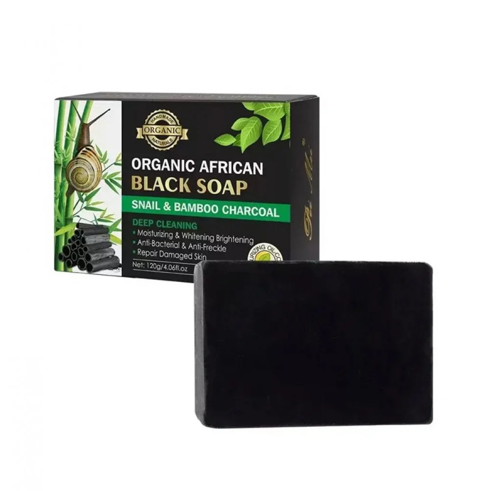 [5060328892577] By Mi African Black Soap with Bamboo Charcoal and Snail - 120 g