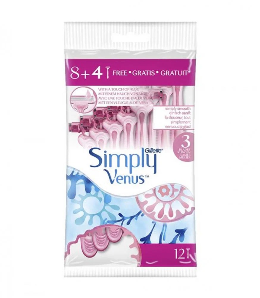 [7702018070732] Gillette Simply Venus 3 Disposable Razors - 12 Pieces (8 + 4)