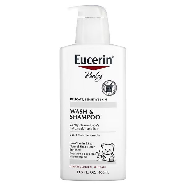 [72140019846] شامبو وغسول للأطفال، خالٍ من العطور، من يوسرين (400 مل) Eucerin