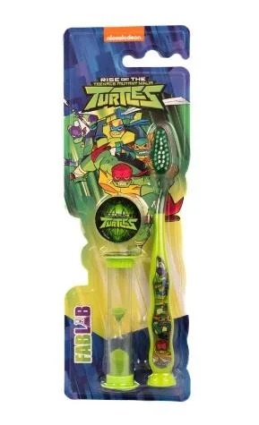 Children's Manual Toothbrush with Sand Timer and Suction Base - From Fab Lab Multiple Kids Options - TURTLES
