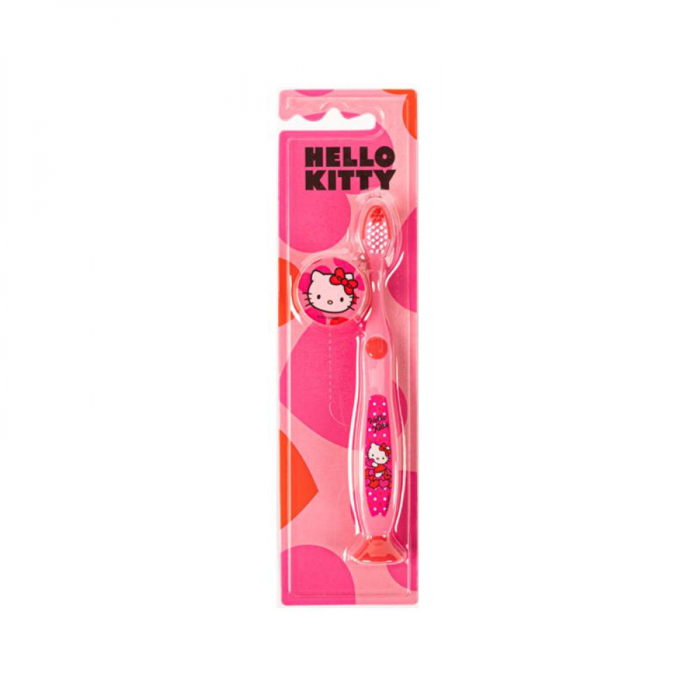 Children's Manual Toothbrush with Suction Base and Hygiene Cap - From Fab Lab Multiple Kids Options - HELLO KITTY