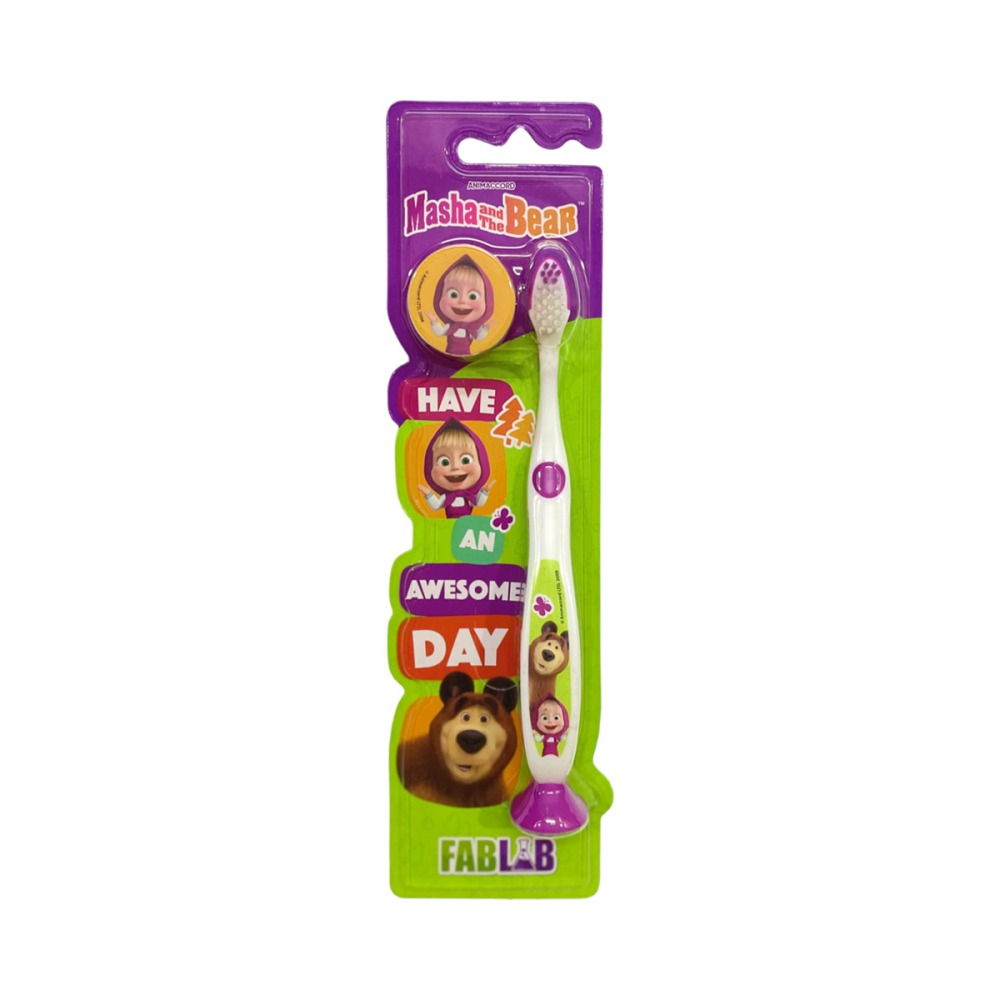 Children's Manual Toothbrush with Suction Base and Hygiene Cap - From Fab Lab Multiple Kids Options - MASHA & BEAR