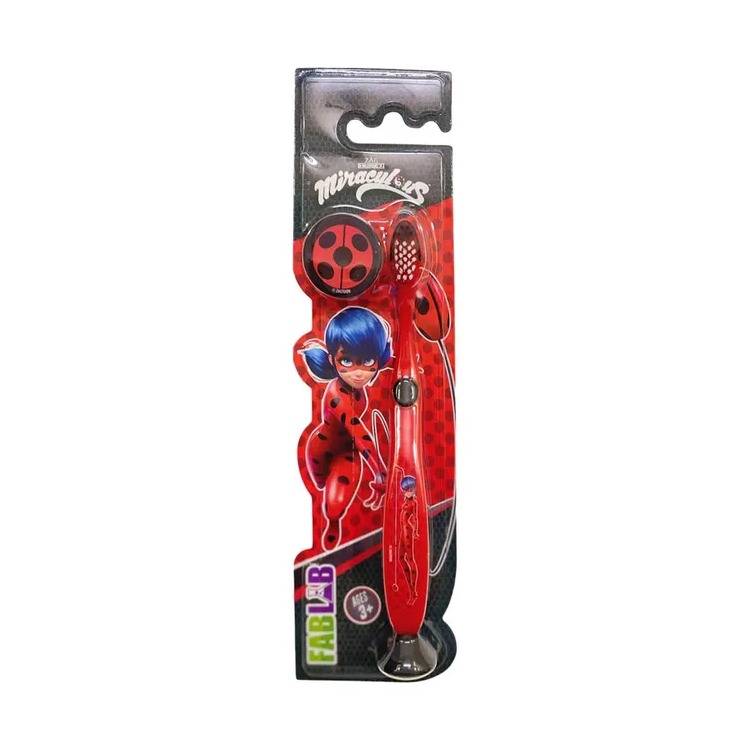 Children's Manual Toothbrush with Suction Base and Hygiene Cap - From Fab Lab Multiple Kids Options - Miraculous