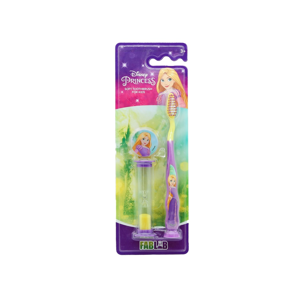 Children's Toothbrush Set with Base and Sand Timer - From Fab Lab Multiple Disney and Nickelodeon Options - Princess Green