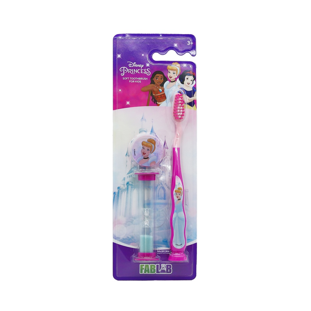 Children's Toothbrush Set with Base and Sand Timer - From Fab Lab Multiple Disney and Nickelodeon Options - Princess Pinck