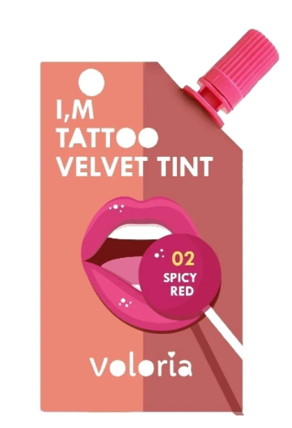 فيلفيت تاتو تنت الشفاه والخدود آي أم من فولوريا لون طبيعي يدوم طويلاً - 02 Spicy Red - احمر