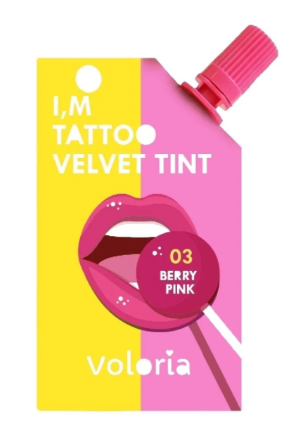 Voloria I AM Tattoo Velvet Lip and Cheek Tint Long Lasting Natural Formula - 03 Berry pink - وردي