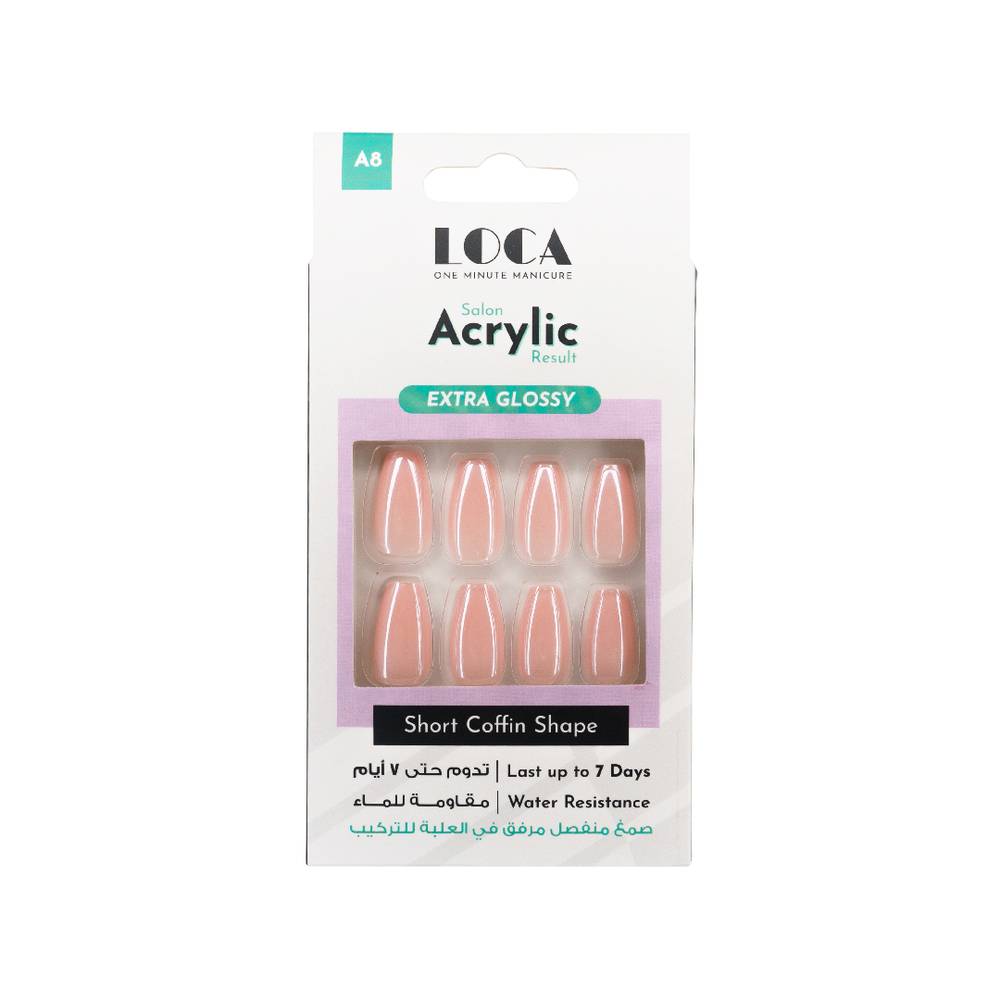 [6287014570956] Luca Acrylic Nails A8 Short Coffin – Pink Chrome