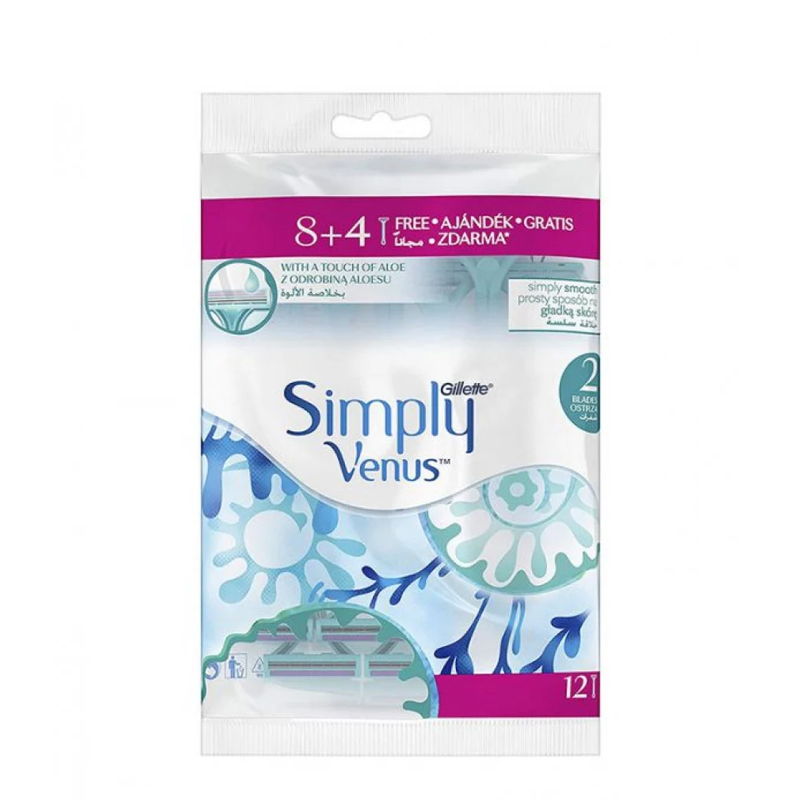 [7702018069286] Gillette Simply Venus 2-Blade Women Razor – 12 Pack (4+8 Value Set)