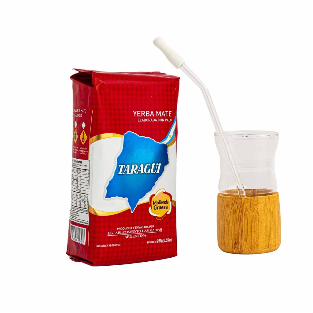 [9960147987] Taragüi Argentine Yerba Mate Set – Premium Glass Cup Experience (Herb & Oil Edition)