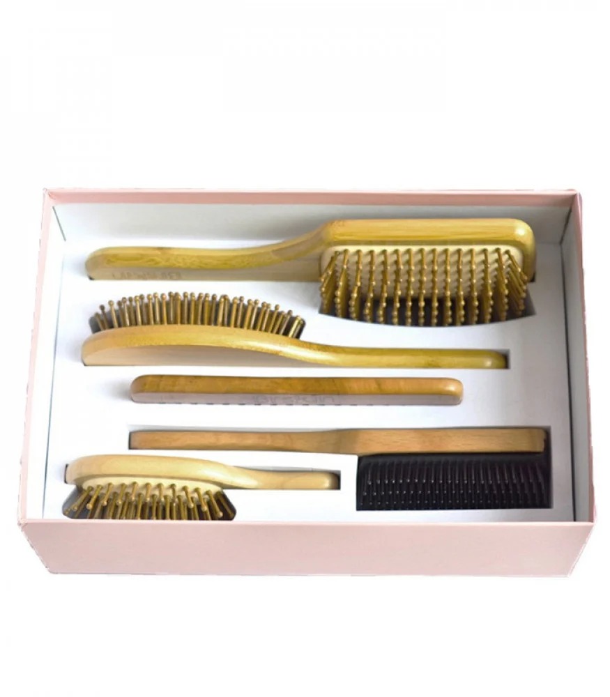 [677937513516] Brskin Natural Bamboo Hair Brush and Comb Set