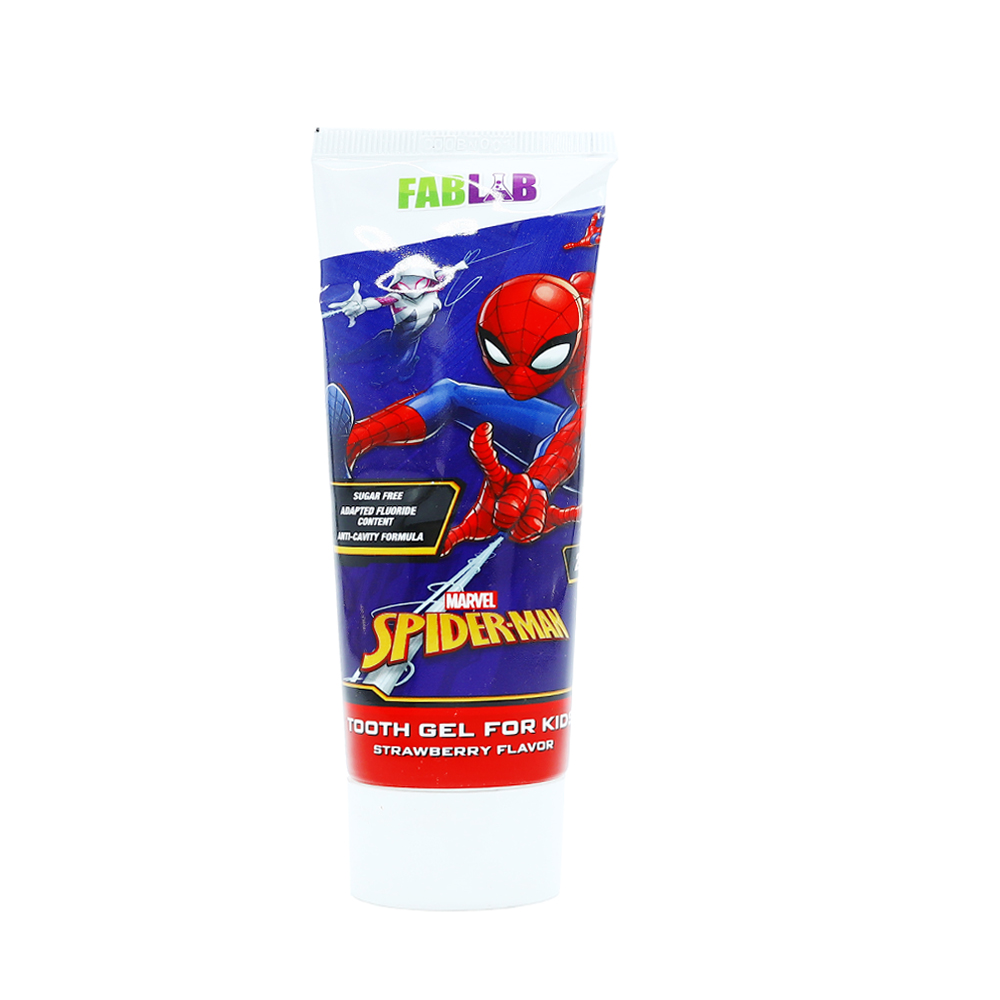 [6224002283238] Children's Strawberry Toothbrush Paste - From Fab Lab Multiple Character Options 75 ml - Spider-Man