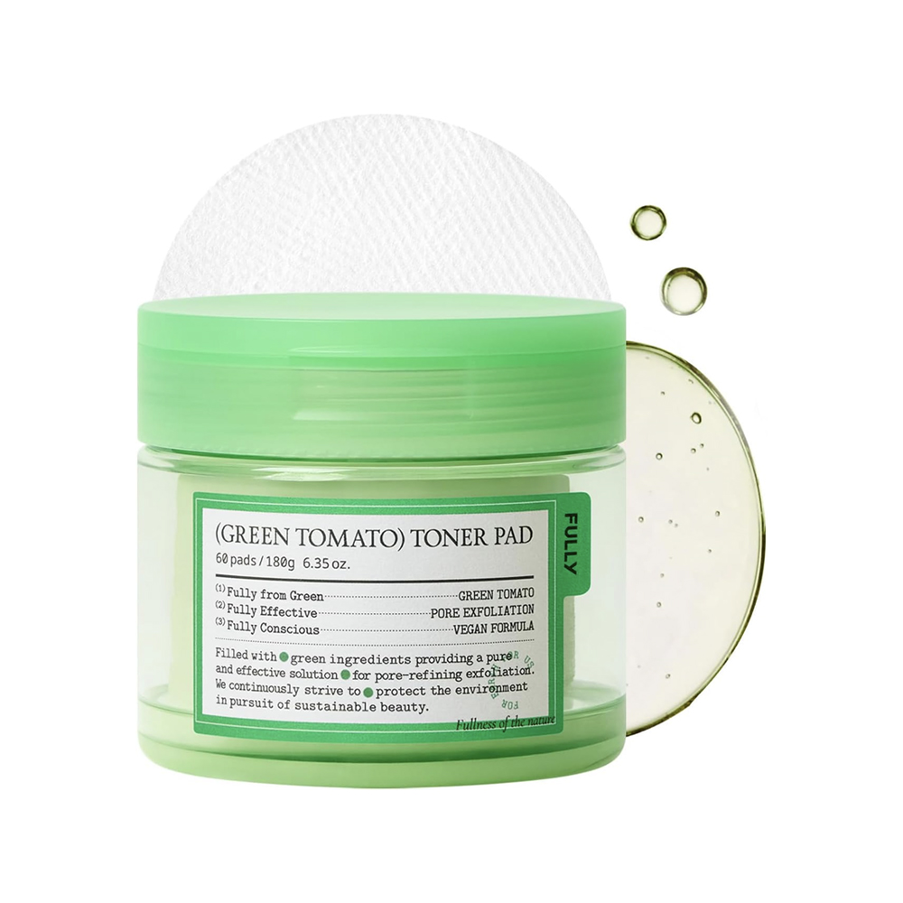 Fully Green Tomato Toner Pads for Pore Cleansing and Exfoliation - From Fully 60 Pads 180g